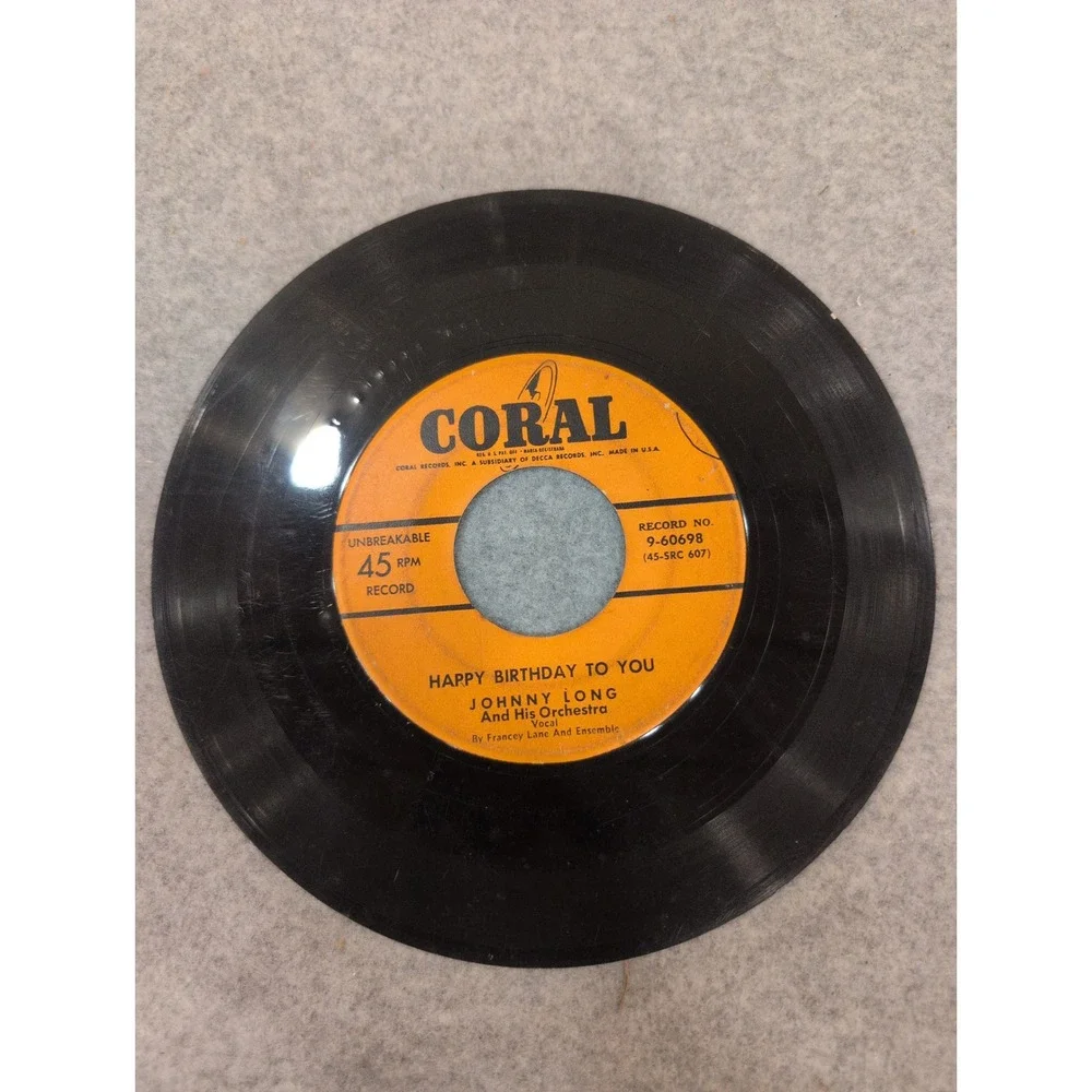 Johnny Long And His Orchestra Happy Birthday To You Coral 9-60698 45 RPM Vinyl - Picture 3 of 3